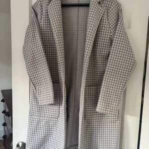 Shinestar Gray Houndstooth Trench Coat